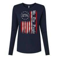 We The People 1776 Distressed USA American Flag Womens Cotton Relaxed Long Sleeve T-Shirt