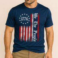 We The People 1776 Distressed USA American Flag Cooling Performance Crew T-Shirt