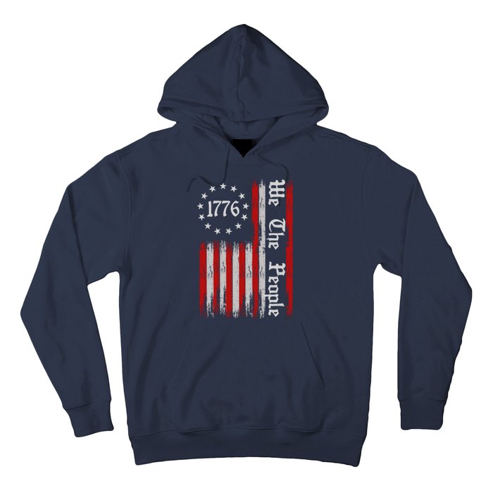 We The People 1776 Distressed USA American Flag Hoodie