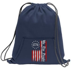 We The People 1776 Distressed USA American Flag Sweatshirt Cinch Pack Bag