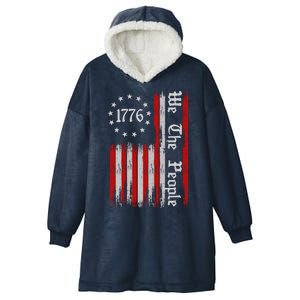 We The People 1776 Distressed USA American Flag Hooded Wearable Blanket