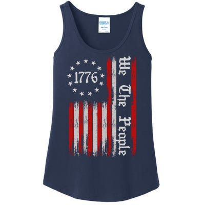 We The People 1776 Distressed USA American Flag Ladies Essential Tank