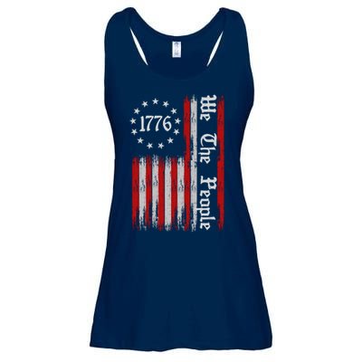 We The People 1776 Distressed USA American Flag Ladies Essential Flowy Tank