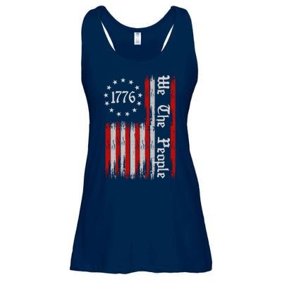 We The People 1776 Distressed USA American Flag Ladies Essential Flowy Tank