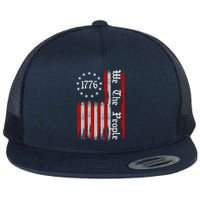 We The People 1776 Distressed USA American Flag Flat Bill Trucker Hat