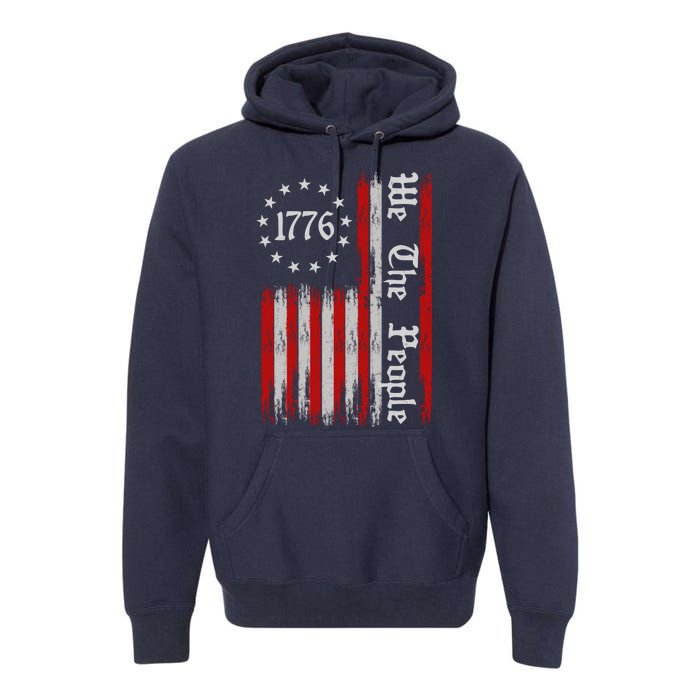 We The People 1776 Distressed USA American Flag Premium Hoodie