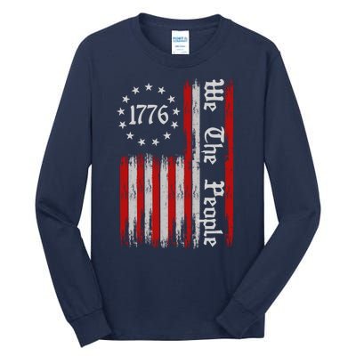 We The People 1776 Distressed USA American Flag Tall Long Sleeve T-Shirt