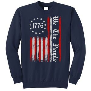 We The People 1776 Distressed USA American Flag Tall Sweatshirt