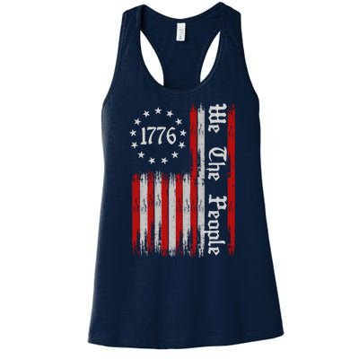 We The People 1776 Distressed USA American Flag Women's Racerback Tank