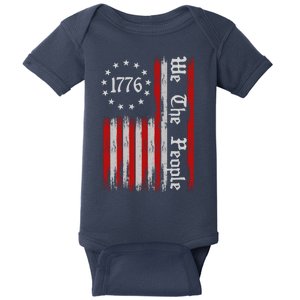 We The People 1776 Distressed USA American Flag Baby Bodysuit