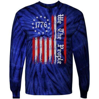 We The People 1776 Distressed USA American Flag Tie-Dye Long Sleeve Shirt