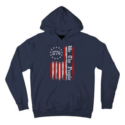 We The People 1776 Distressed USA American Flag Tall Hoodie