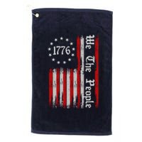 We The People 1776 Distressed USA American Flag Platinum Collection Golf Towel