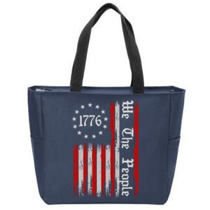 We The People 1776 Distressed USA American Flag Zip Tote Bag