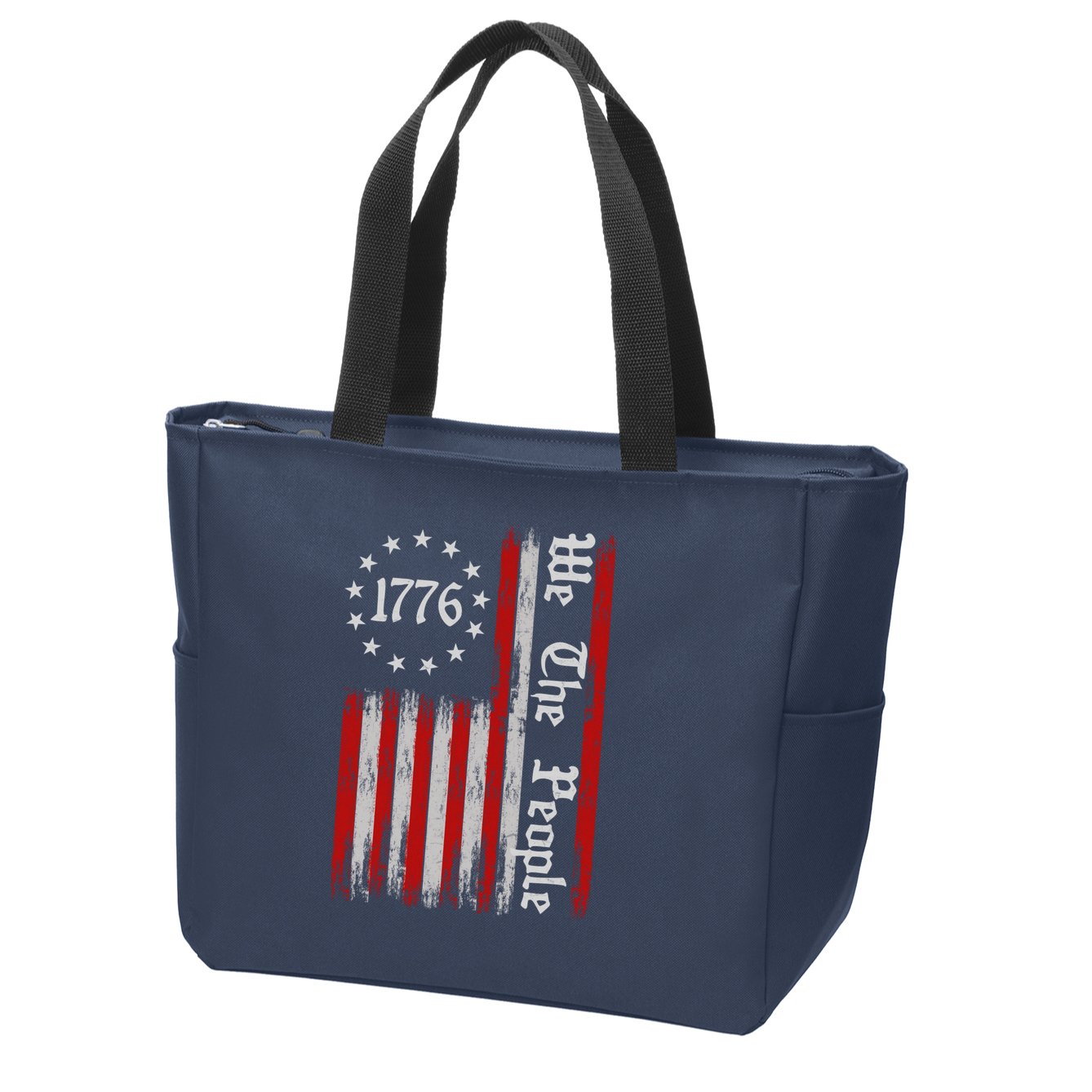 We The People 1776 Distressed USA American Flag Zip Tote Bag