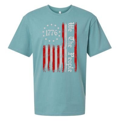 We The People 1776 Distressed USA American Flag Sueded Cloud Jersey T-Shirt