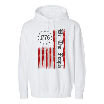 We The People 1776 Distressed USA American Flag Garment-Dyed Fleece Hoodie