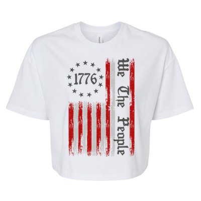 We The People 1776 Distressed USA American Flag Bella+Canvas Jersey Crop Tee