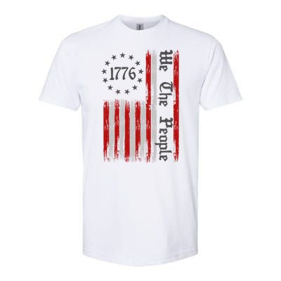 We The People 1776 Distressed USA American Flag Softstyle CVC T-Shirt