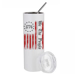 We The People 1776 Distressed USA American Flag Stainless Steel Tumbler