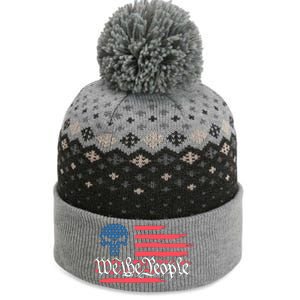 We The People US Flag Skull The Baniff Cuffed Pom Beanie