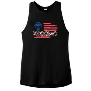 We The People US Flag Skull Ladies PosiCharge Tri-Blend Wicking Tank