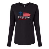 We The People US Flag Skull Womens Cotton Relaxed Long Sleeve T-Shirt