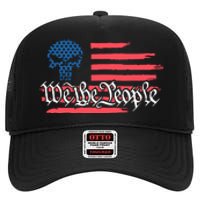 We The People US Flag Skull High Crown Mesh Back Trucker Hat