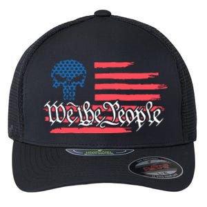 We The People US Flag Skull Flexfit Unipanel Trucker Cap