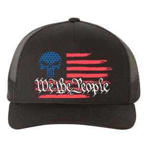 We The People US Flag Skull Yupoong Adult 5-Panel Trucker Hat