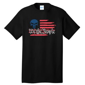 We The People US Flag Skull Tall T-Shirt