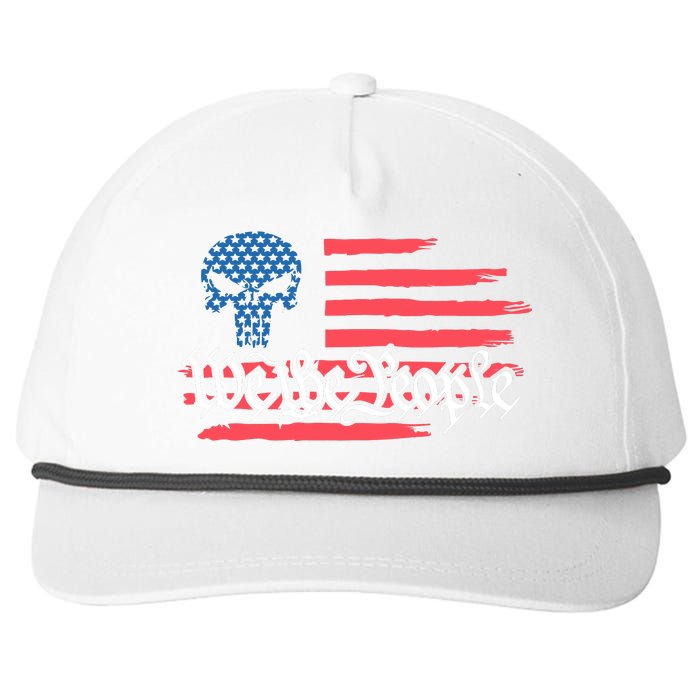 We The People US Flag Skull Snapback Five-Panel Rope Hat