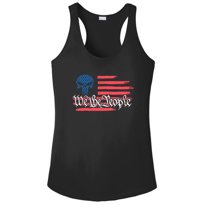 We The People US Flag Skull Ladies PosiCharge Competitor Racerback Tank