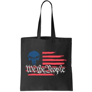 We The People US Flag Skull Tote Bag