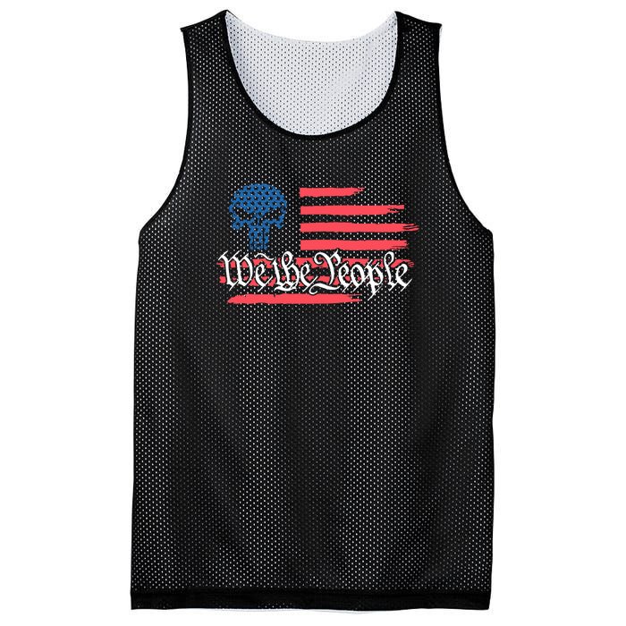 We The People US Flag Skull Mesh Reversible Basketball Jersey Tank