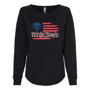 We The People US Flag Skull Womens California Wash Sweatshirt