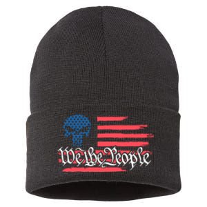 We The People US Flag Skull Sustainable Knit Beanie