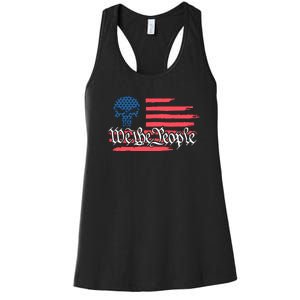 We The People US Flag Skull Women's Racerback Tank