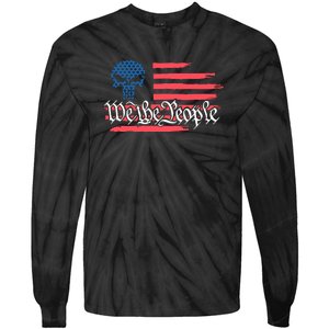 We The People US Flag Skull Tie-Dye Long Sleeve Shirt