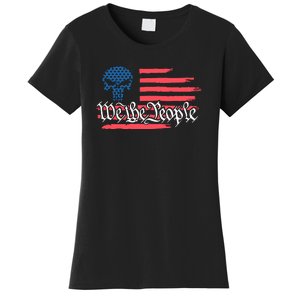 We The People US Flag Skull Women's T-Shirt