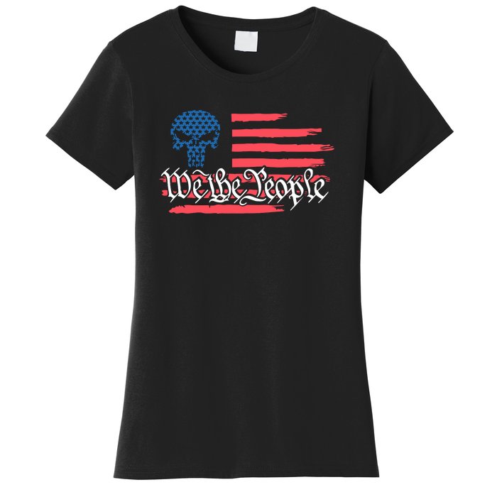 We The People US Flag Skull Women's T-Shirt