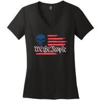 We The People US Flag Skull Women's V-Neck T-Shirt