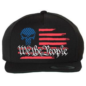 We The People US Flag Skull Wool Snapback Cap