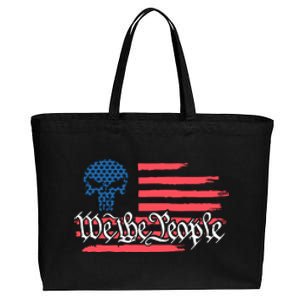 We The People US Flag Skull Cotton Canvas Jumbo Tote