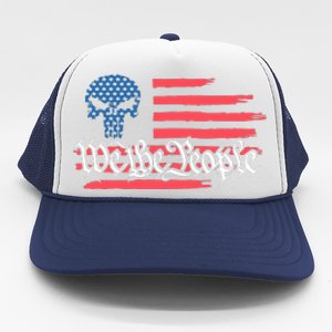 We The People US Flag Skull Trucker Hat