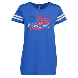 We The People US Flag Skull Enza Ladies Jersey Football T-Shirt