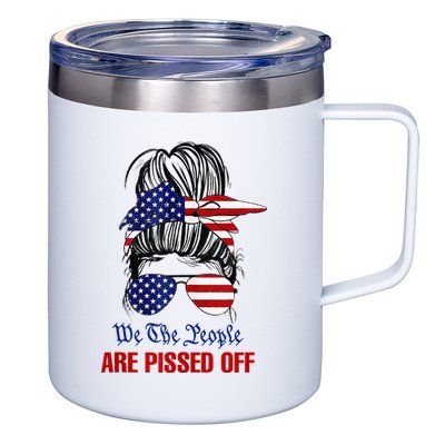 We The People Are Pissed Messy Bun Hair 12oz Stainless Steel Coffee Mug