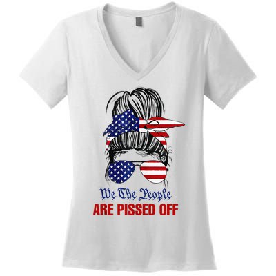 We The People Are Pissed Messy Bun Hair Women's V-Neck T-Shirt