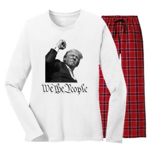 We The People Support Donald Trump Women's Long Sleeve Flannel Pajama Set 