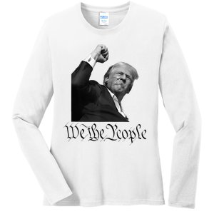 We The People Support Donald Trump Ladies Long Sleeve Shirt